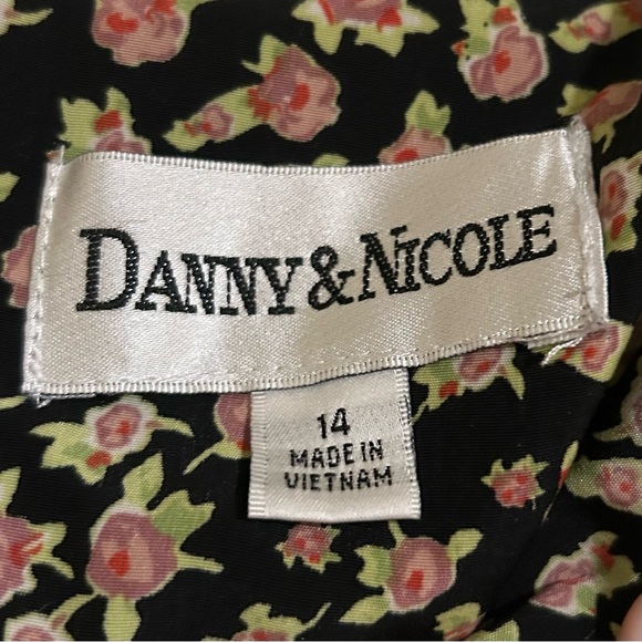 Danny & Nicole Black Ditsy Floral V-Neck Maxi Dress 90s Y2K Sz 14 - Picture 4 of 6